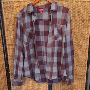 Arizona Jean Company Red and Gray Plaid Shirt
